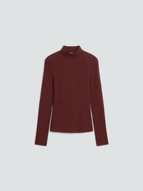 Ribbed Mock Neck Sweater in Cashmere