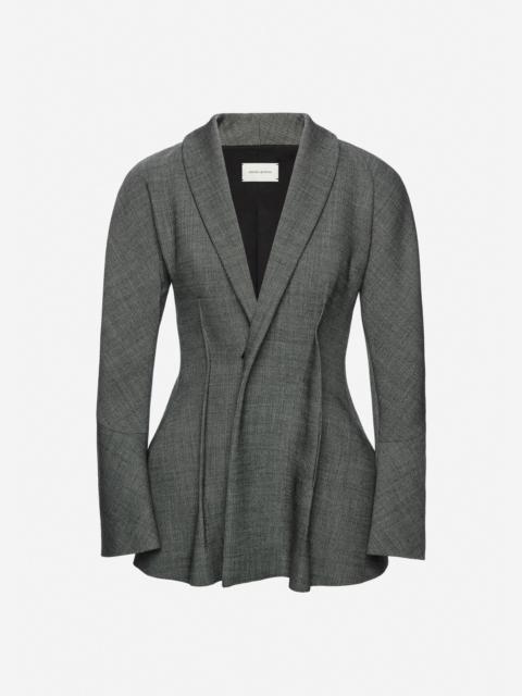 Draped wool blazer in grey