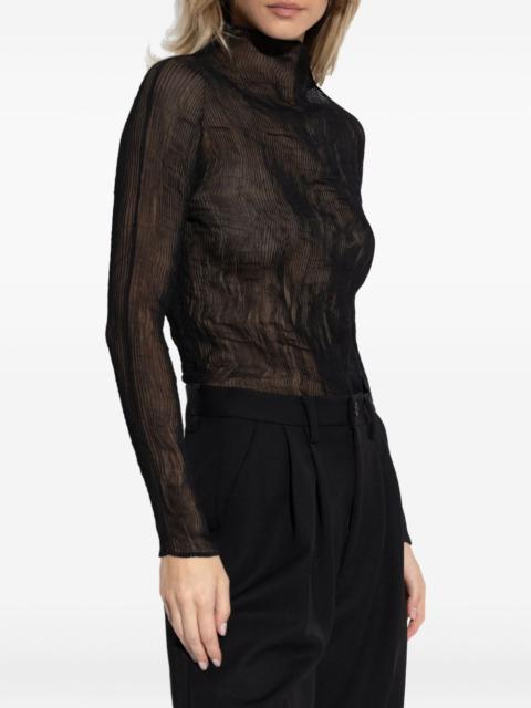 high-neck long-sleeve top