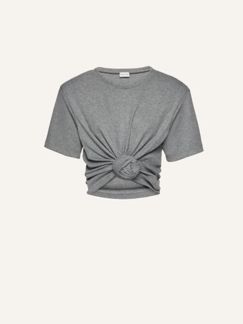 Knotted ribbed t-shirt in grey