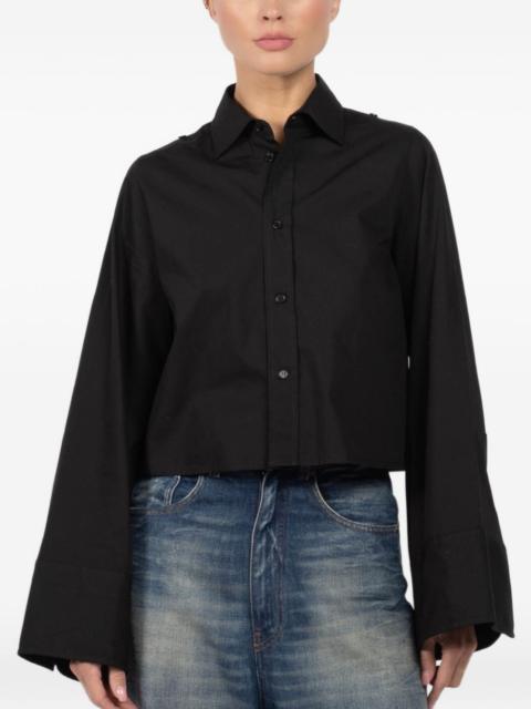 bell-sleeve cropped shirt