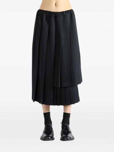 pleated asymmetric midi skirt