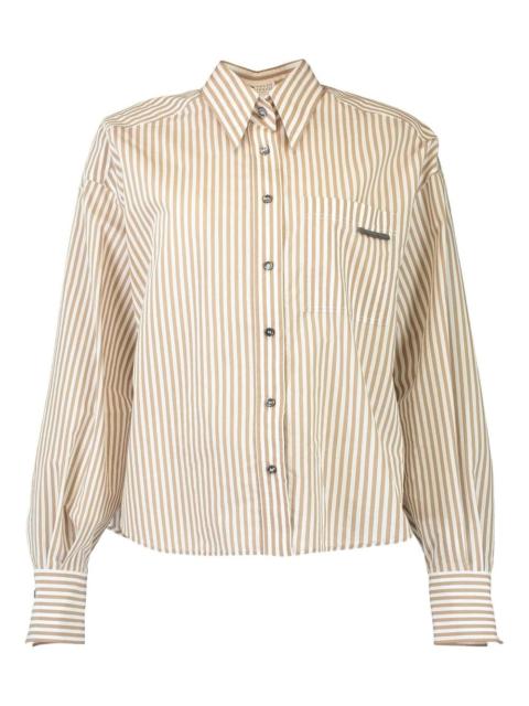 Techno Stripe flap-detail shirt