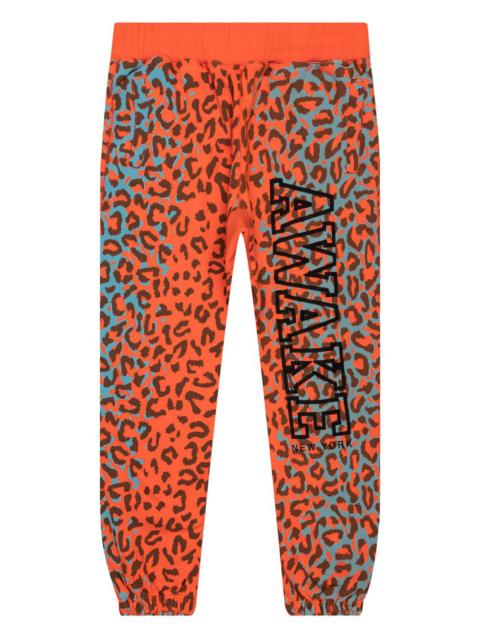 leopard-print drawstring track pants