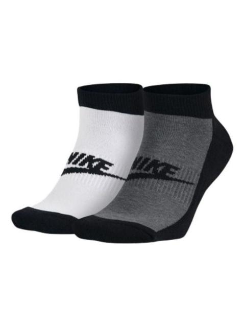 Nike Graphic No Show Socks 2 Pair 'Grey White' SX5481-900