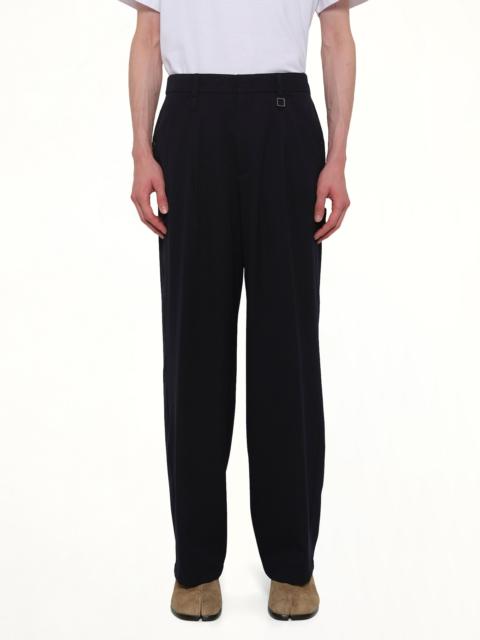 Wool Pleat Trouser in Navy