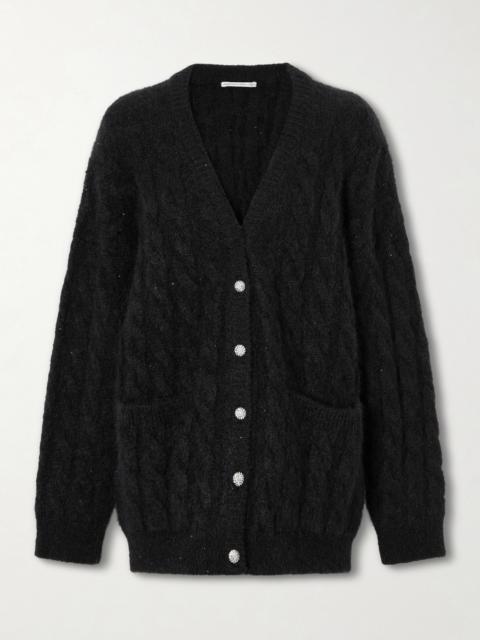 Sequin-embellished Cable-knit Cardigan