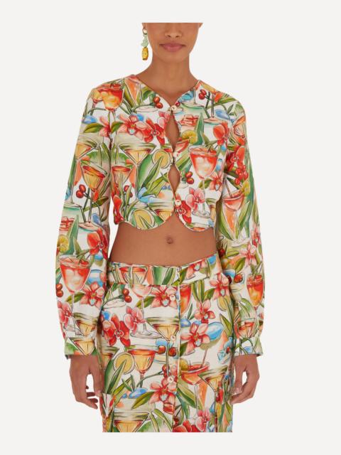 Cocktail Off-White Wavy Long-Sleeve Top