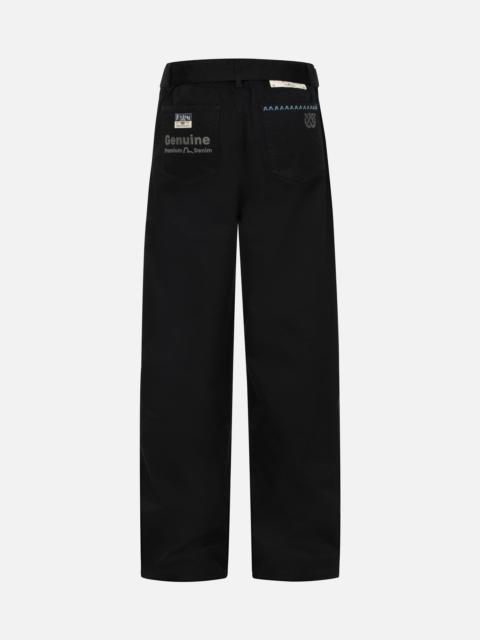 WHEEL OF WISDOM EMBROIDERY POCKET WIDE LEG WOVEN PANTS