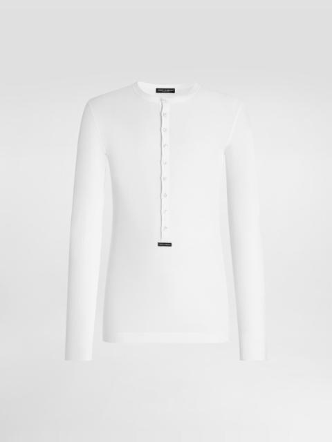 Cotton serafino t-shirt with label