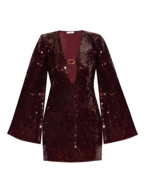 sequin-embellished deep-V mini dress