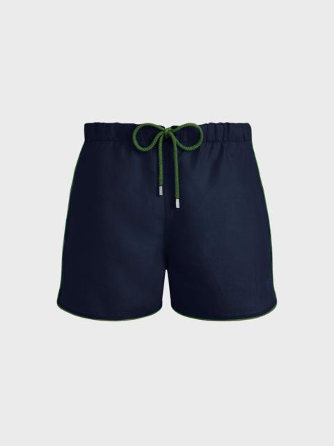 Men Linen Swim Trunks Solid