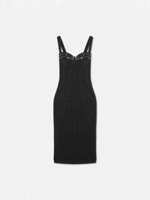 Baroque Buckle Bustier Denim Dress