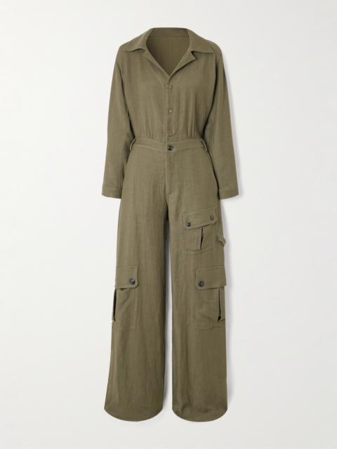 Woven Cargo Jumpsuit