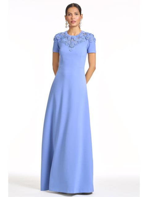 EMBROIDERED ARUNA GOWN - DEEP PERIWINKLE
