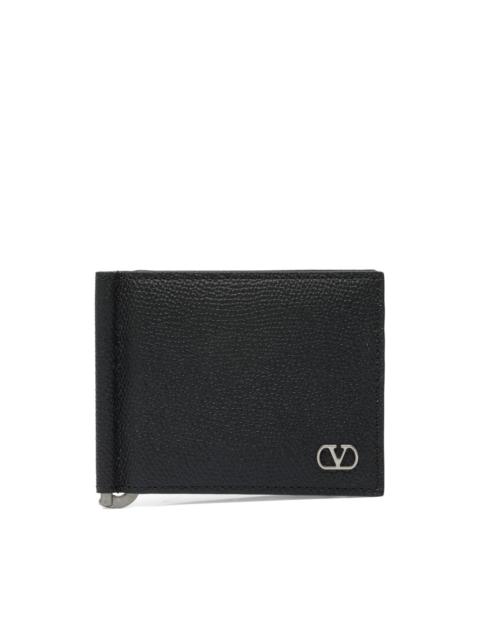 VLogo leather money clip wallet