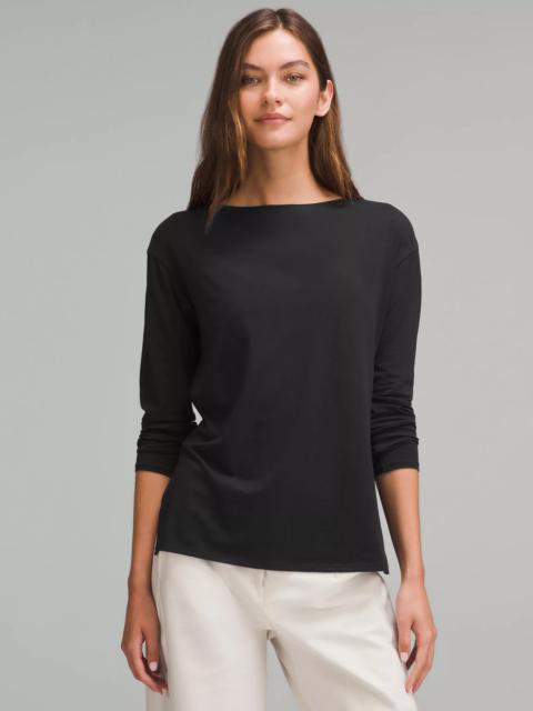 Relaxed-Fit Boatneck Long-Sleeve Shirt