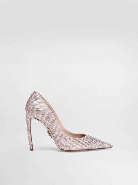 Devotion satin pumps with rhinestones