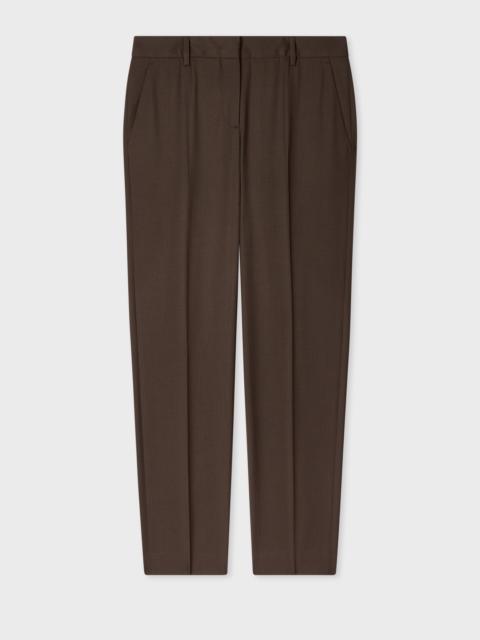 A Suit To Travel In - Women's Brown Slim-Fit Wool Trousers