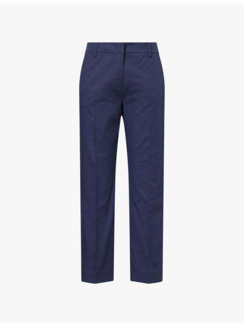 Cropped Cigarette Slim-Fit Cotton Trousers