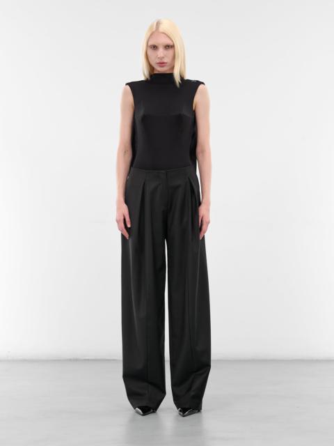 Black Viscose Jersey Draped Bodysuit