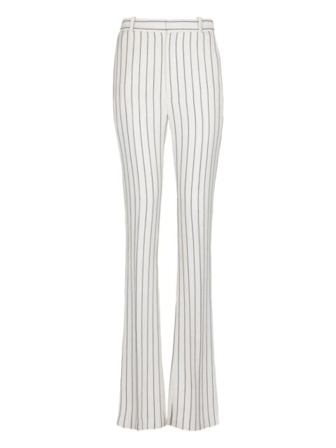 pinstripe flared-leg trousers