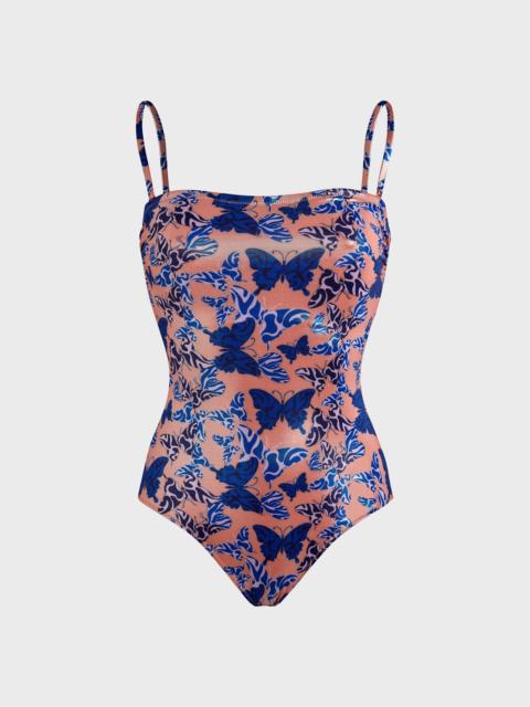 Women Bustier One-piece Swimsuit Disco Butterflly
