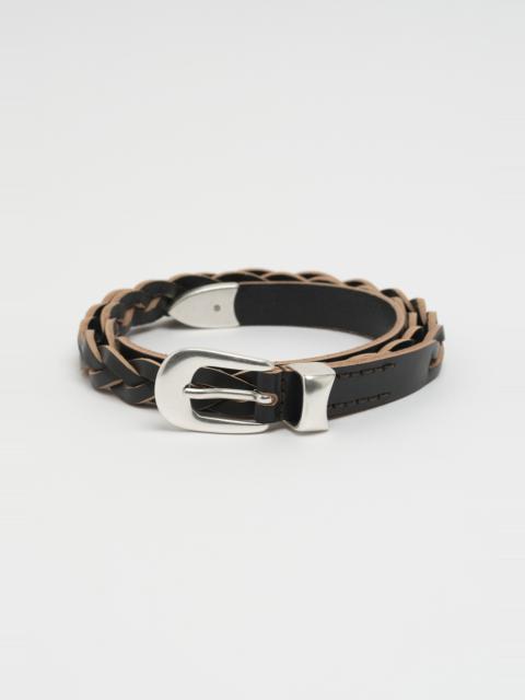 Belt 2 cm Braided Belt Black Leather