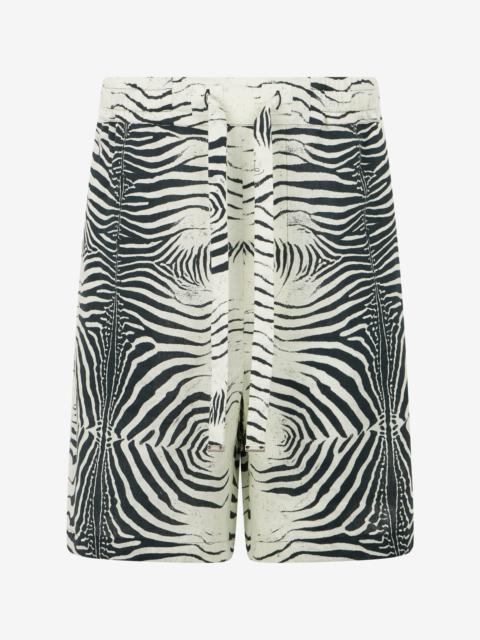 Linen Bermuda Shorts With Mini Zebra Print