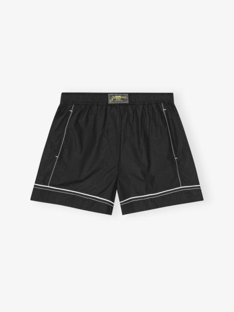 BLACK COTTON POPLIN SHORTS