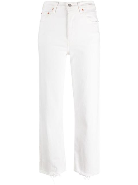 high-rise straight-leg trousers