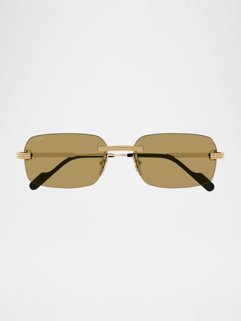Men's Rimless Rectangle Metal Sunglasses