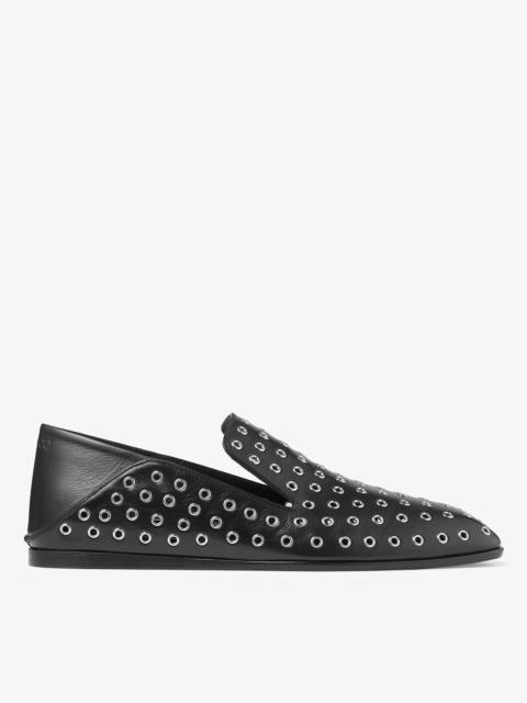 Eliot Slipper
Black Metallic Nappa Leather Slippers with Eyelets