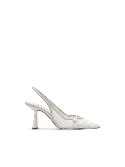 Amita lace pearl slingback pumps
