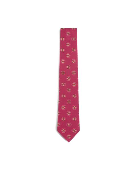 geometric-pattern silk tie