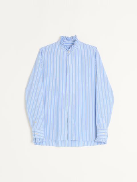 STRIPED COTTON SHIRT WITH PLASTRON AND RUFFLES