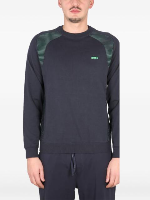 striped-panel crew neck sweatshirt