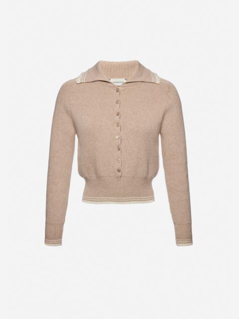 Reversible buttoned polo sweater in beige