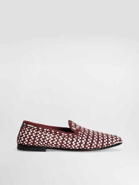 Woven leather slippers