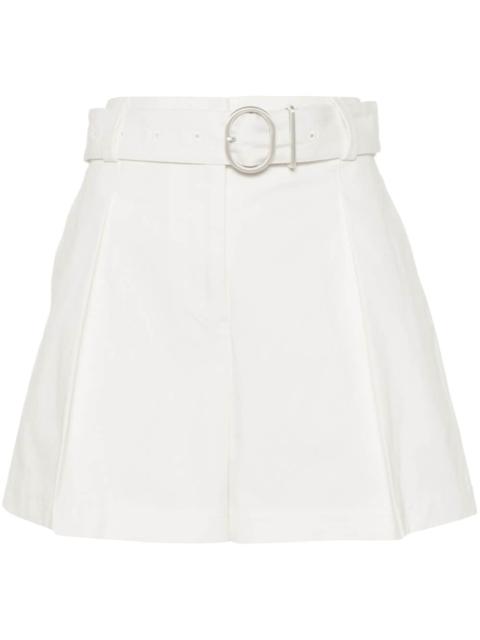 pleat-detail belted cotton shorts