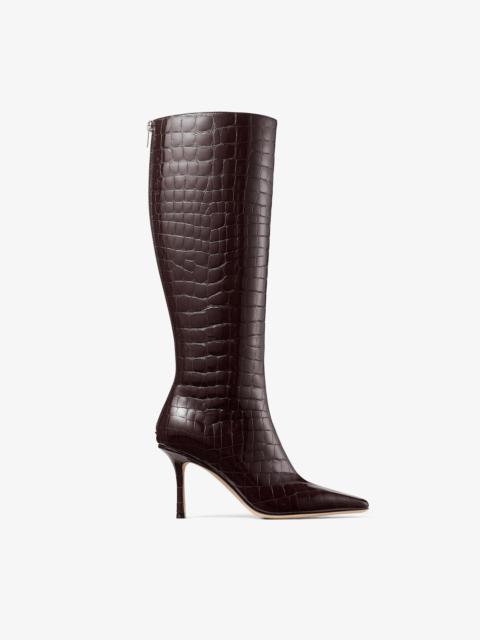 Agathe Knee Boot 85
Sambuco Shiny Croc Embossed Leather Knee High Boots