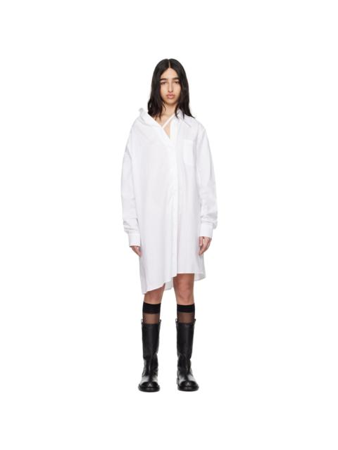 White Halina Dropped Shoulder Shirt Minidress