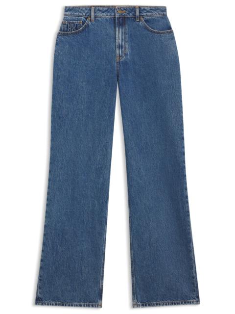 WIDE-LEG JEANS IN BLUE DENIM WITH STACKED LOGO
