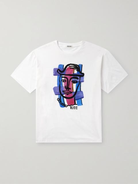 Chapeau Printed Cotton-Jersey T-Shirt White