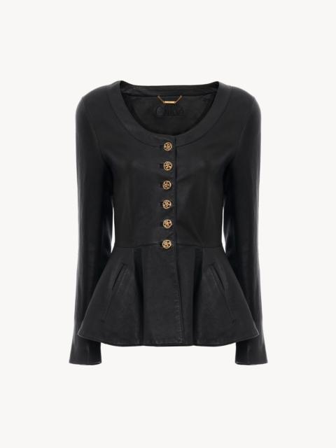 PEPLUM RIDING JACKET IN LEATHER