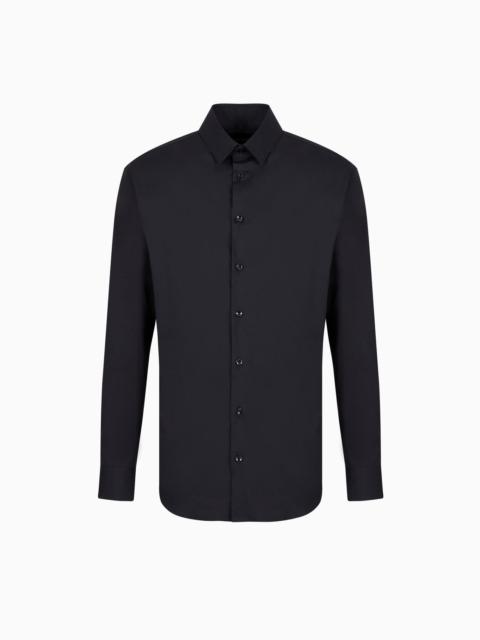 Plain-knit stretch cotton shirt