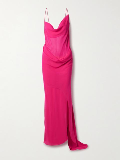 Draped Silk-georgette Gown
