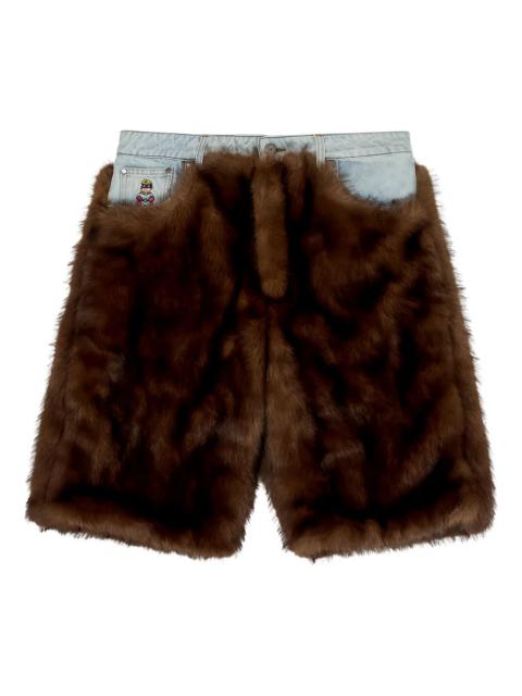 faux-fur shorts