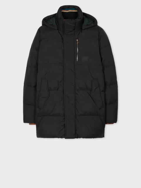 Black Water Repellent Mid-Length Down Coat