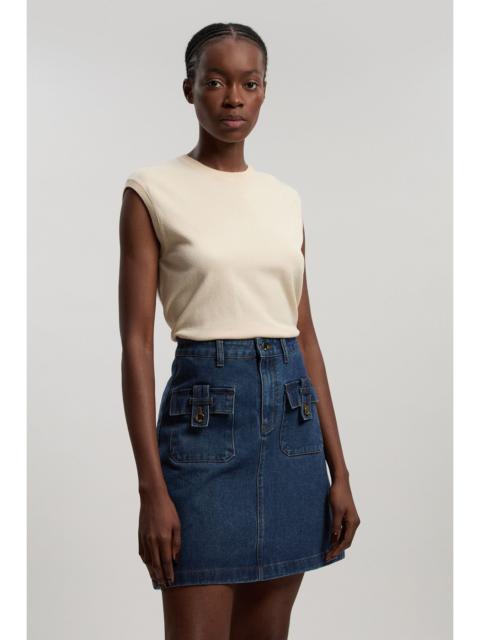 Petite Denim Button Front Midi Skirt